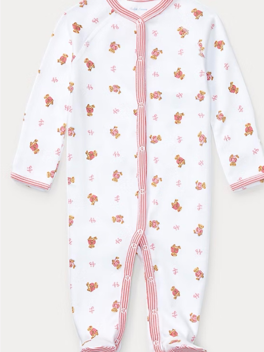 Polo by Ralph Lauren White Footed One-Piece with Pink Bear 50%OF SEND OFFER